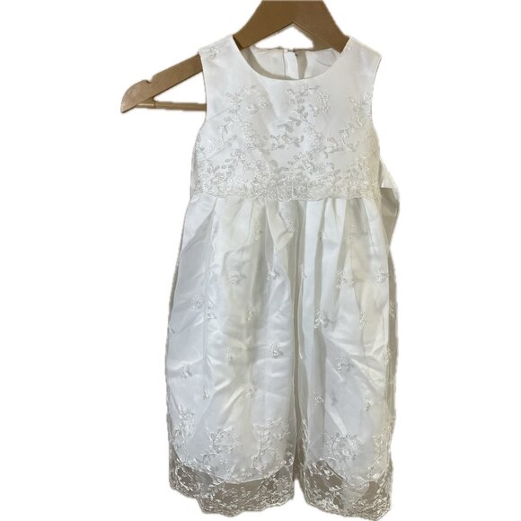 NWT White Sleeveless tulle Lace Chiffon FlowerGirl DressSize 12M